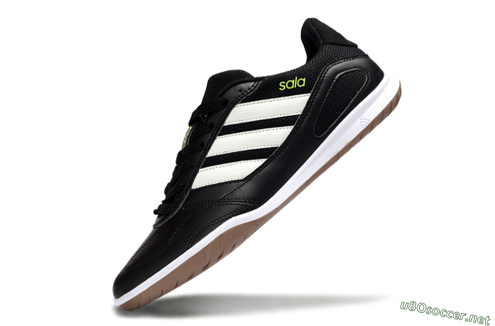 Men's Adidas Top Sala IC Football Shoes - Black/Lime Glow/Brown Suede 5