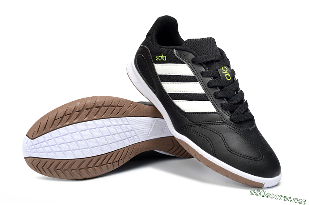 Men's Adidas Top Sala IC Football Shoes - Black/Lime Glow/Brown Suede 3