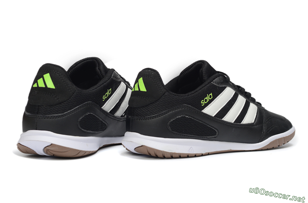 Men's Adidas Top Sala IC Football Shoes - Black/Lime Glow/Brown Suede 6