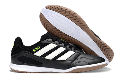 Men's Adidas Top Sala IC Football Shoes - Black/Lime Glow/Brown Suede
