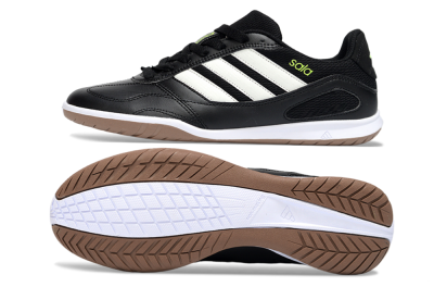 Men's Adidas Top Sala IC Football Shoes - Black/Lime Glow/Brown Suede