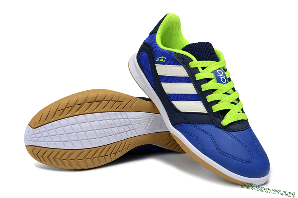 Men's Adidas Top Sala IC Football Shoes - Blue/Lime Green/White 3