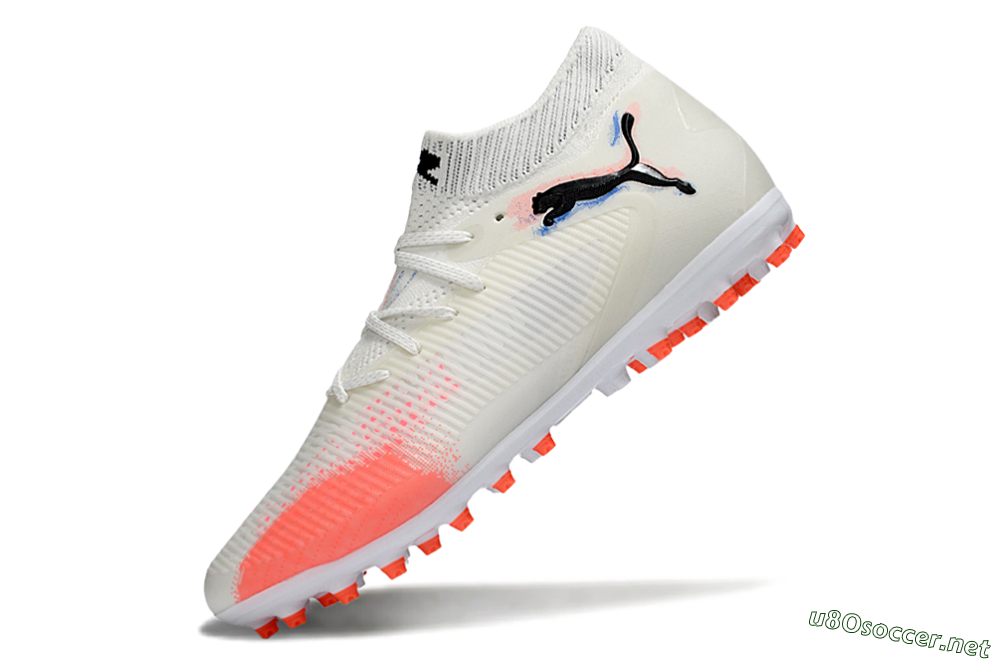 Men's Puma Future 8 Ultimate MG Football Boots - White/Electric Coral/Black 5