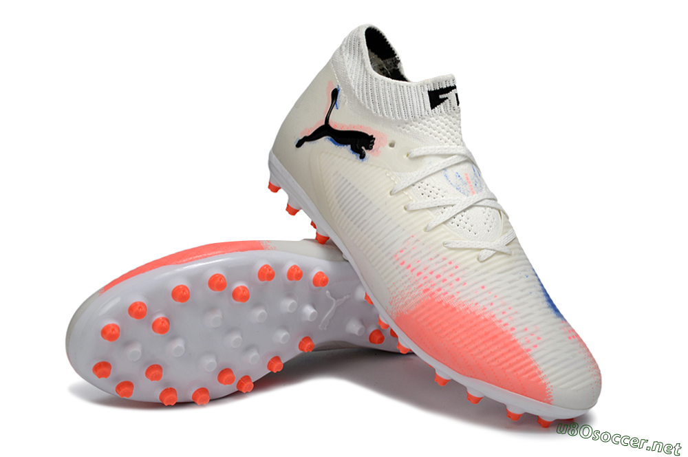 Men's Puma Future 8 Ultimate MG Football Boots - White/Electric Coral/Black 3
