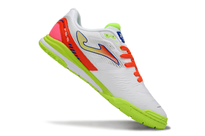 Men's Joma Top Flex IC Football Shoes - White/Neon Green/Coral Red