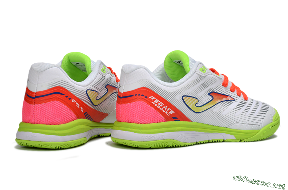 Men's Joma Top Flex IC Football Shoes - White/Neon Green/Coral Red 6