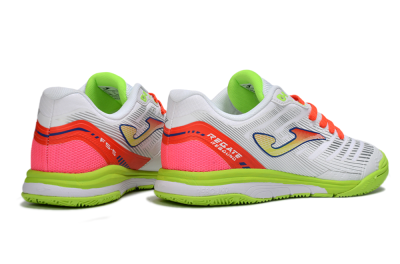 Men's Joma Top Flex IC Football Shoes - White/Neon Green/Coral Red