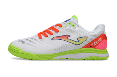 Men's Joma Top Flex IC Football Shoes - White/Neon Green/Coral Red