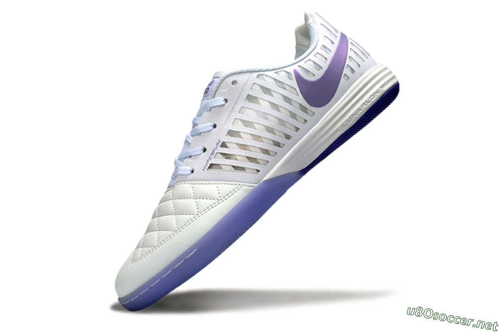 Unisex Nike Lunar Gato 2 IC Football Shoes - White/Lavender Bliss/Soft Lilac 5