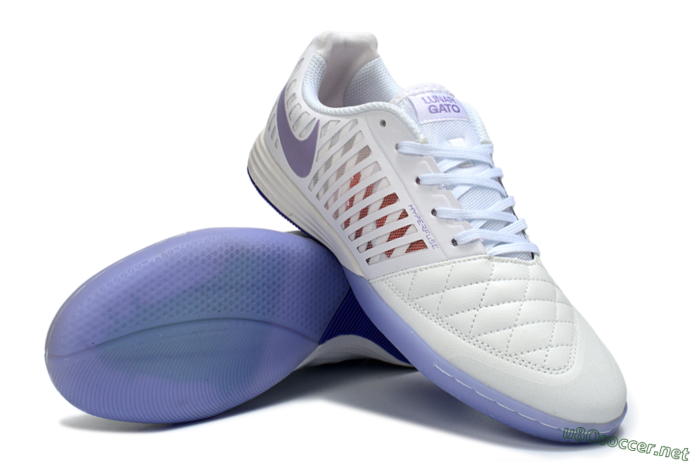 Unisex Nike Lunar Gato 2 IC Football Shoes - White/Lavender Bliss/Soft Lilac 3