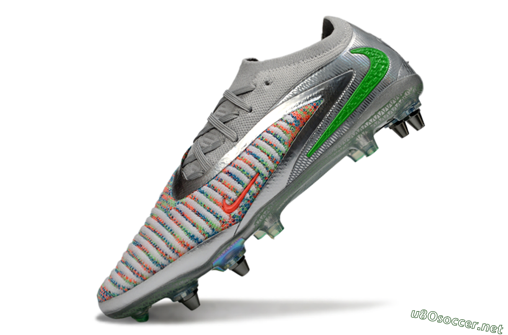 Unisex Nike Phantom 6 Low Elite SG Football Boots - Gray/Electric Green/Orange Burst 5