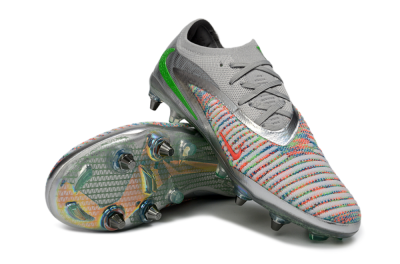 Unisex Nike Phantom 6 Low Elite SG Football Boots - Gray/Electric Green/Orange Burst