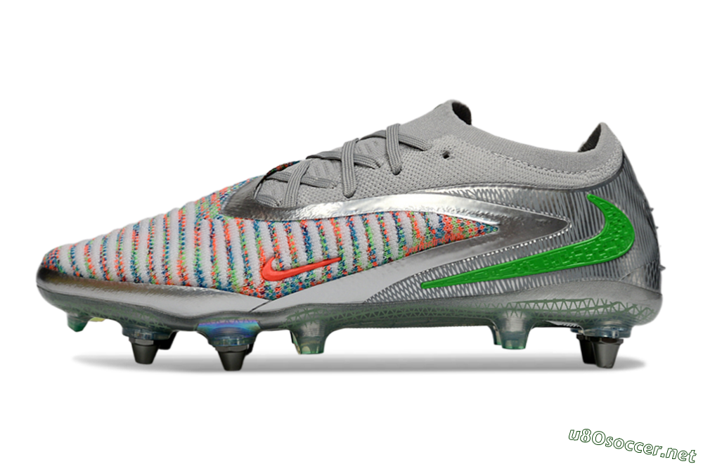 Unisex Nike Phantom 6 Low Elite SG Football Boots - Gray/Electric Green/Orange Burst 0