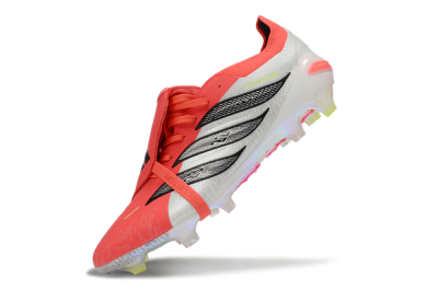 Men's Adidas Predator 25 Elite Fold-Over Tongue FG Football Boots - Red/Neon Orange/Metallic Silver