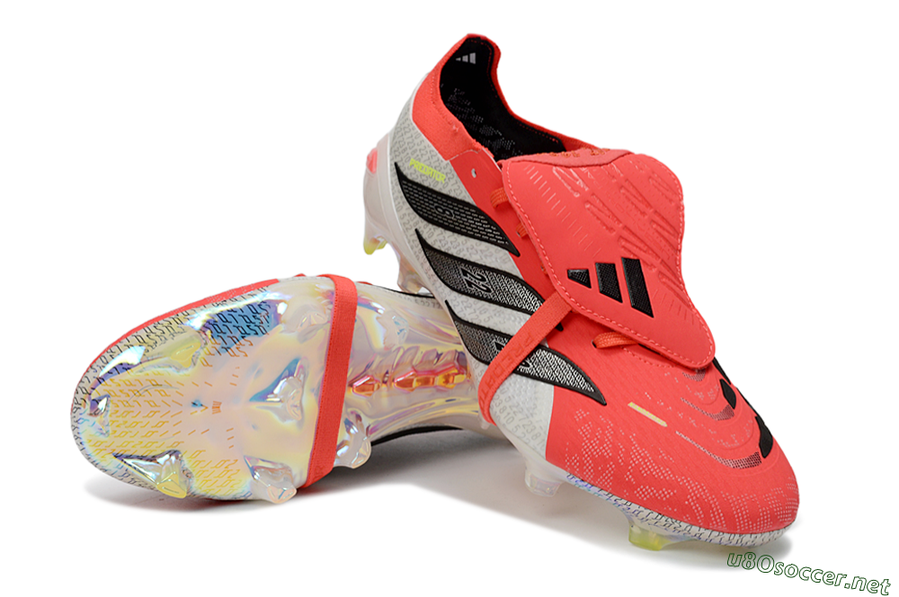 Men's Adidas Predator 25 Elite Fold-Over Tongue FG Football Boots - Red/Neon Orange/Metallic Silver 3