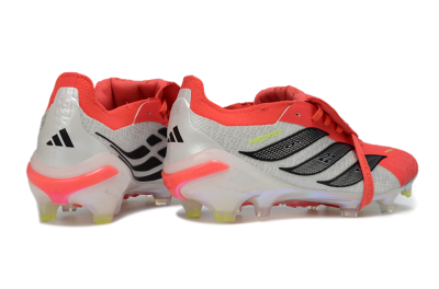 Men's Adidas Predator 25 Elite Fold-Over Tongue FG Football Boots - Red/Neon Orange/Metallic Silver