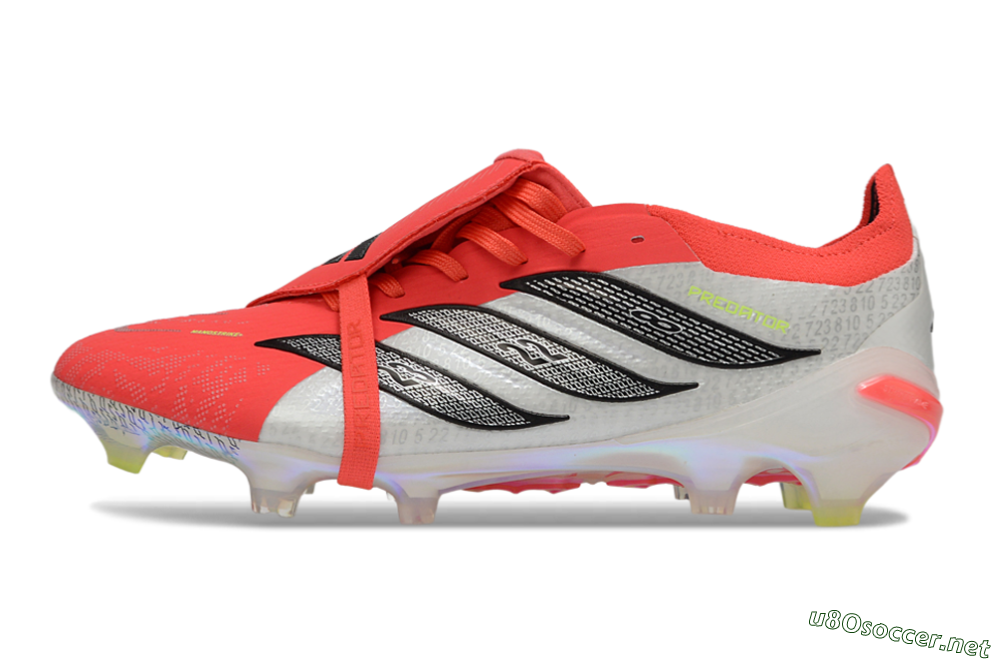 Men's Adidas Predator 25 Elite Fold-Over Tongue FG Football Boots - Red/Neon Orange/Metallic Silver 0
