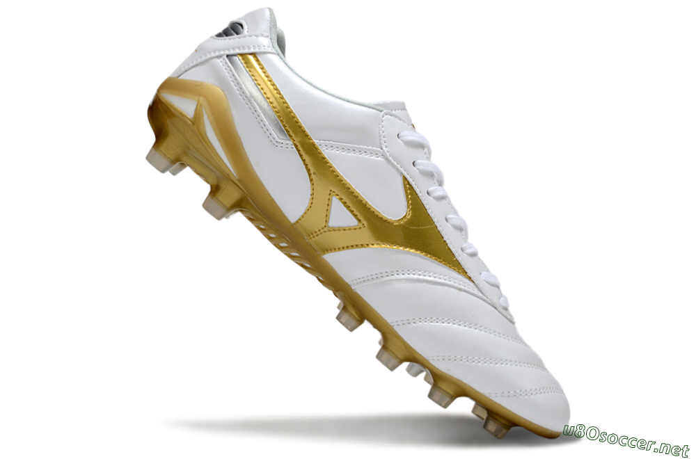 Men's Mizuno Morelia Neo 2 FG Football Boots - White/Golden Pearl/Classic White 4
