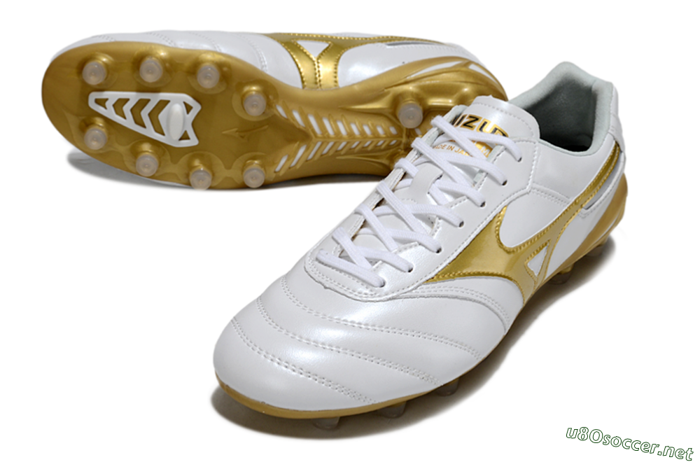 Men's Mizuno Morelia Neo 2 FG Football Boots - White/Golden Pearl/Classic White 3