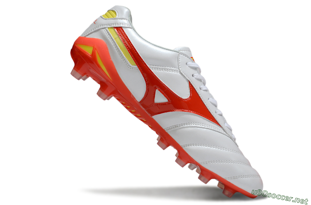 Men's Mizuno Morelia Neo 2 FG Football Boots - White/Fiery Red/Sunshine Yellow 3