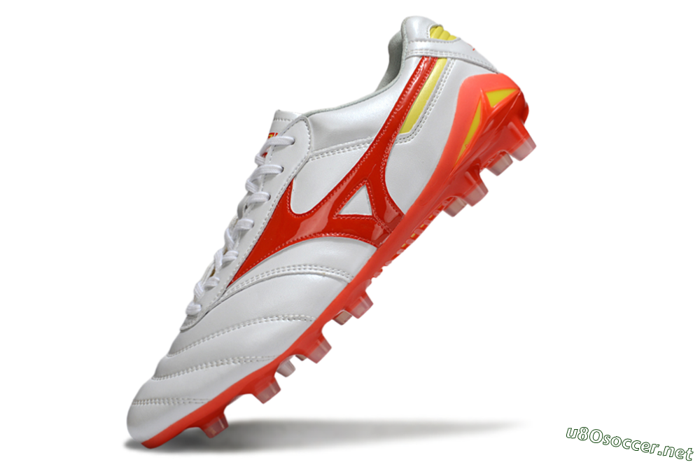Men's Mizuno Morelia Neo 2 FG Football Boots - White/Fiery Red/Sunshine Yellow 4