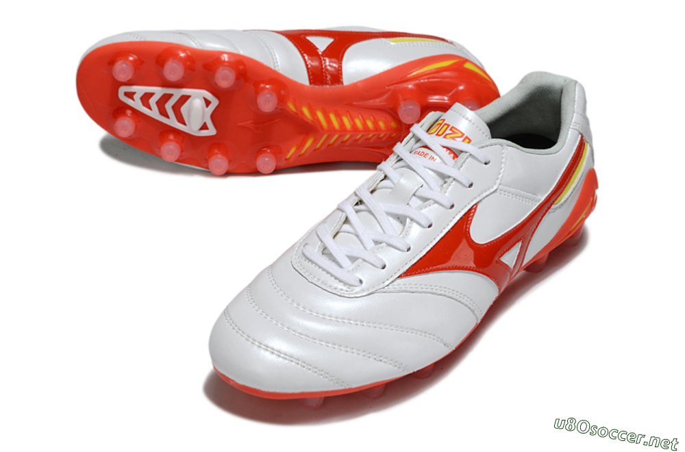 Men's Mizuno Morelia Neo 2 FG Football Boots - White/Fiery Red/Sunshine Yellow 0