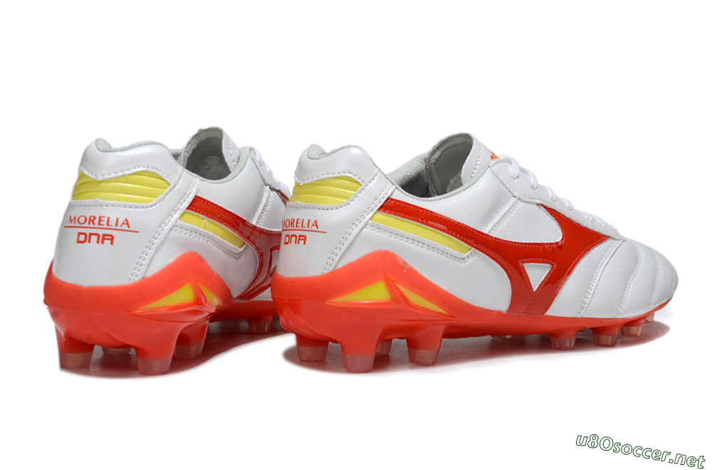 Men's Mizuno Morelia Neo 2 FG Football Boots - White/Fiery Red/Sunshine Yellow 5