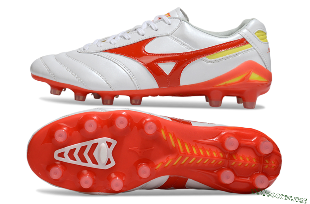 Men's Mizuno Morelia Neo 2 FG Football Boots - White/Fiery Red/Sunshine Yellow 1