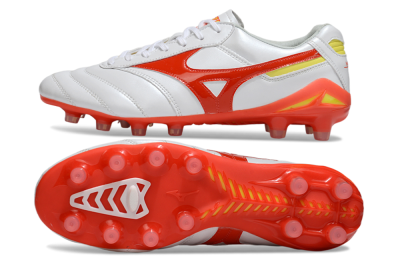 Men's Mizuno Morelia Neo 2 FG Football Boots - White/Fiery Red/Sunshine Yellow