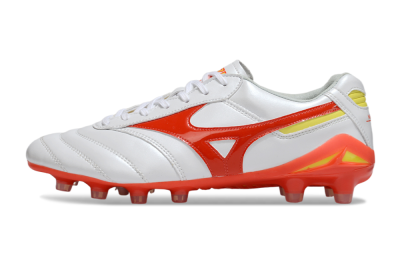 Men's Mizuno Morelia Neo 2 FG Football Boots - White/Fiery Red/Sunshine Yellow