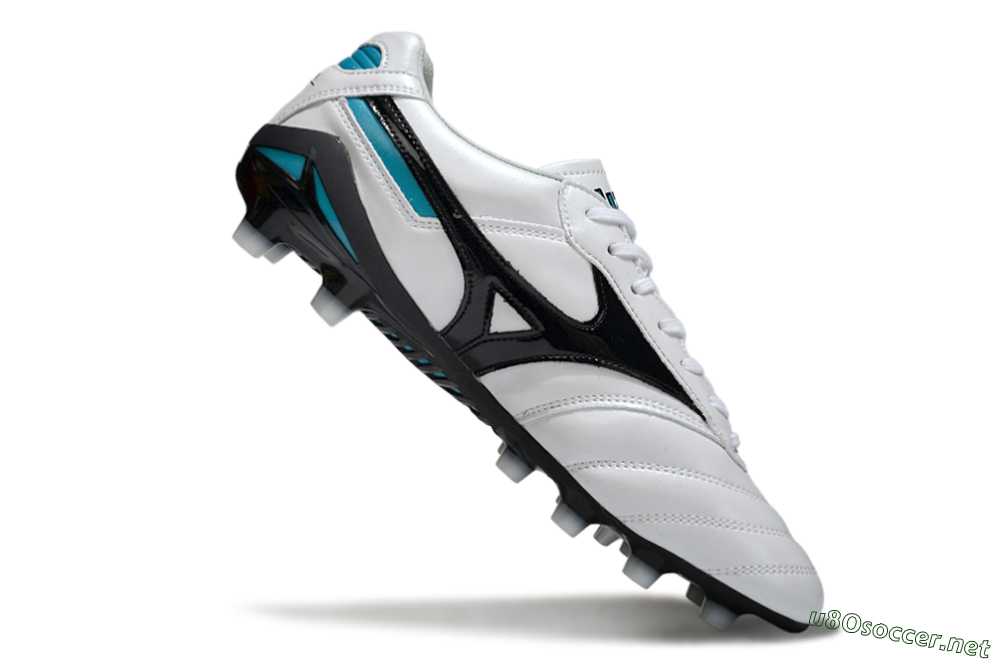 Men's Mizuno Morelia Neo 2 FG Football Boots - White/Midnight Black/Turquoise 4