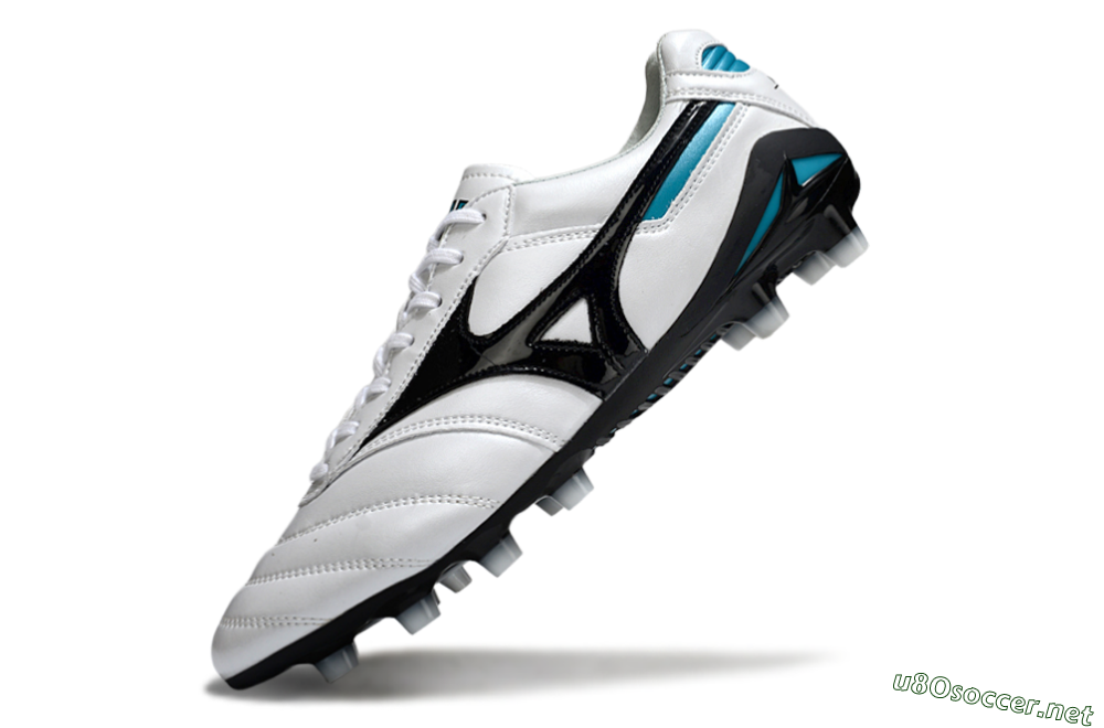 Men's Mizuno Morelia Neo 2 FG Football Boots - White/Midnight Black/Turquoise 5