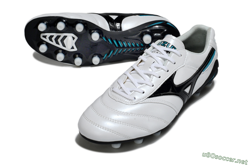 Men's Mizuno Morelia Neo 2 FG Football Boots - White/Midnight Black/Turquoise 3