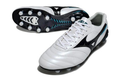 Men's Mizuno Morelia Neo 2 FG Football Boots - White/Midnight Black/Turquoise