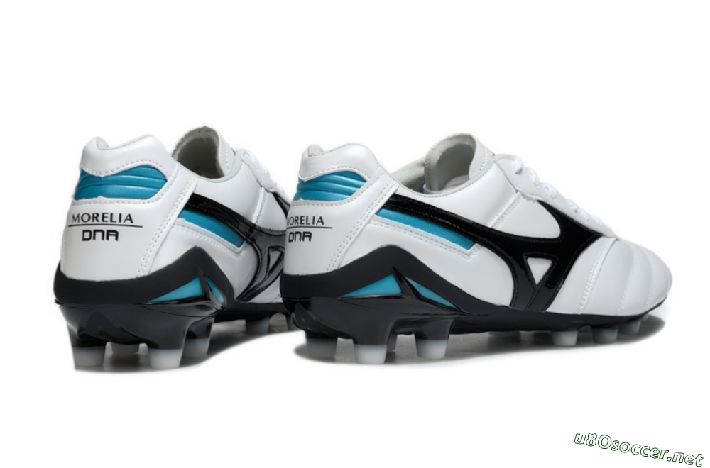 Men's Mizuno Morelia Neo 2 FG Football Boots - White/Midnight Black/Turquoise 6
