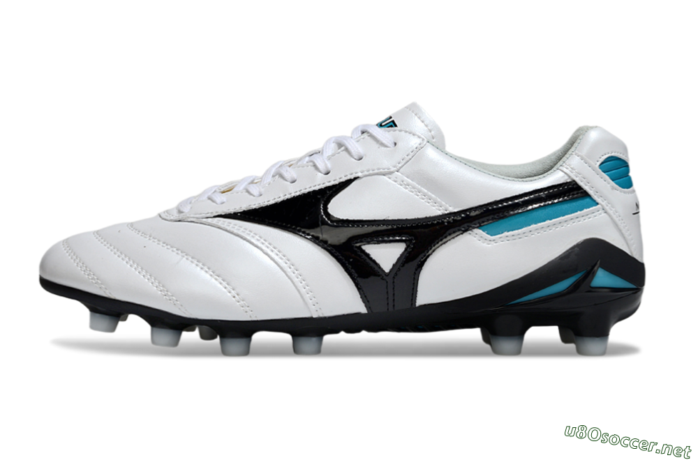 Men's Mizuno Morelia Neo 2 FG Football Boots - White/Midnight Black/Turquoise 0