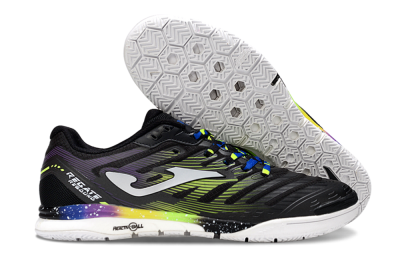 Men's Joma Top Flex IC Football Shoes - Black/Electric Green/Gradient Purple