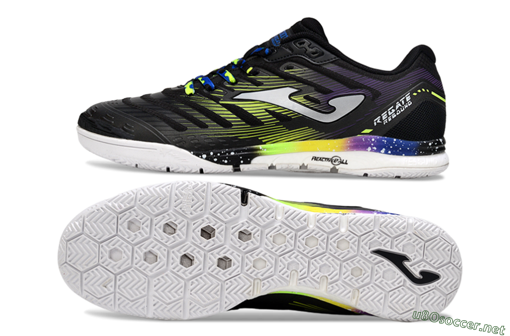 Men's Joma Top Flex IC Football Shoes - Black/Electric Green/Gradient Purple 1