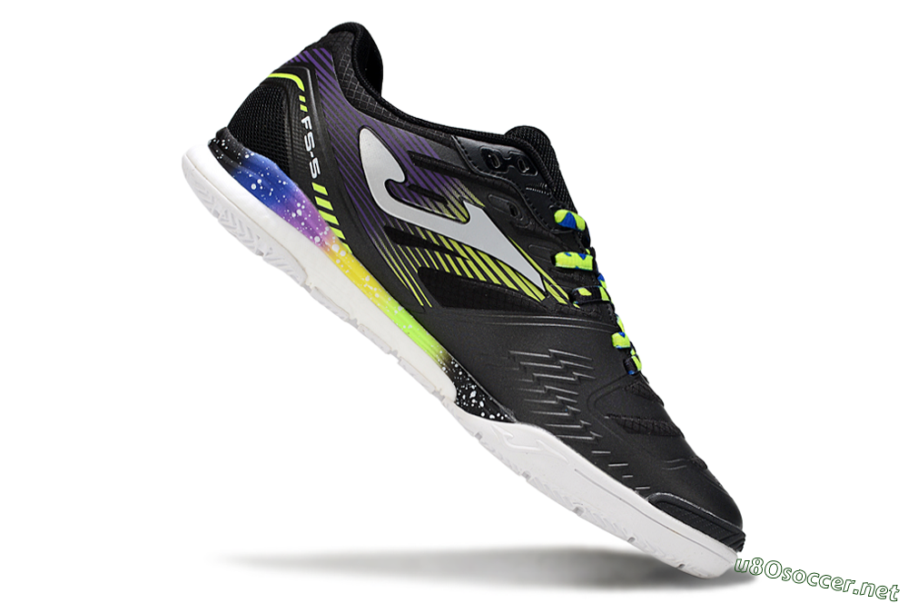 Men's Joma Top Flex IC Football Shoes - Black/Electric Green/Gradient Purple 4