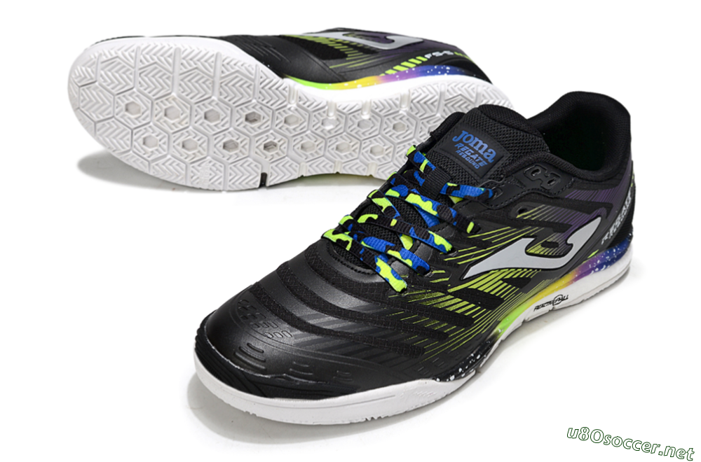 Men's Joma Top Flex IC Football Shoes - Black/Electric Green/Gradient Purple 3