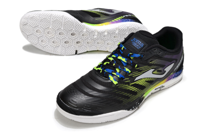 Men's Joma Top Flex IC Football Shoes - Black/Electric Green/Gradient Purple