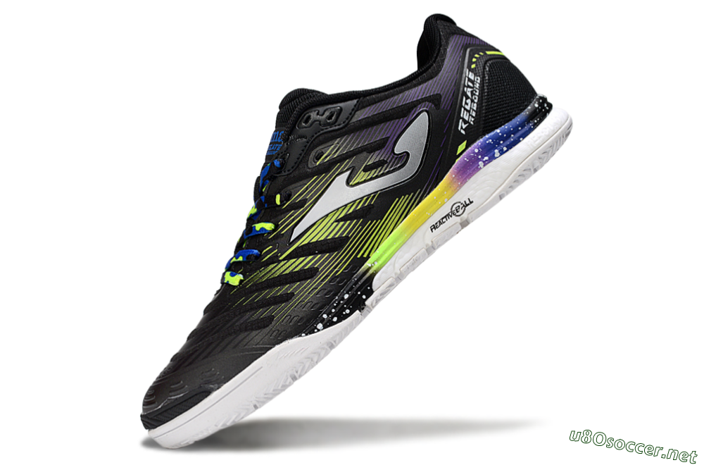 Men's Joma Top Flex IC Football Shoes - Black/Electric Green/Gradient Purple 5