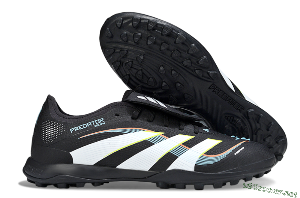 Men's Adidas Predator 25 Elite Fold-Over Tongue TF Football Shoes - Black/Electric Yellow/White Strike 2
