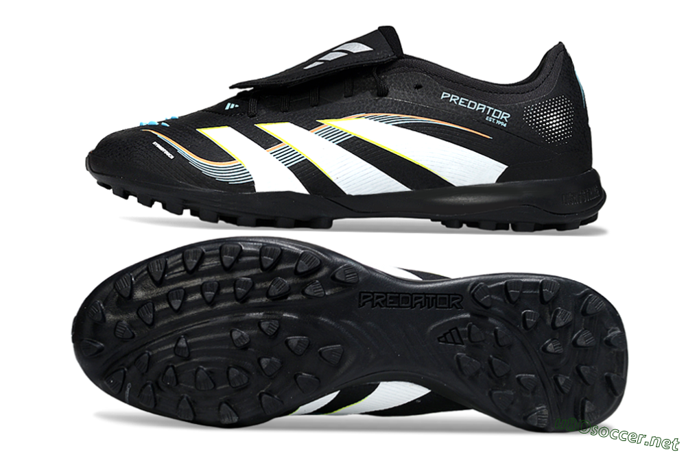 Men's Adidas Predator 25 Elite Fold-Over Tongue TF Football Shoes - Black/Electric Yellow/White Strike 1
