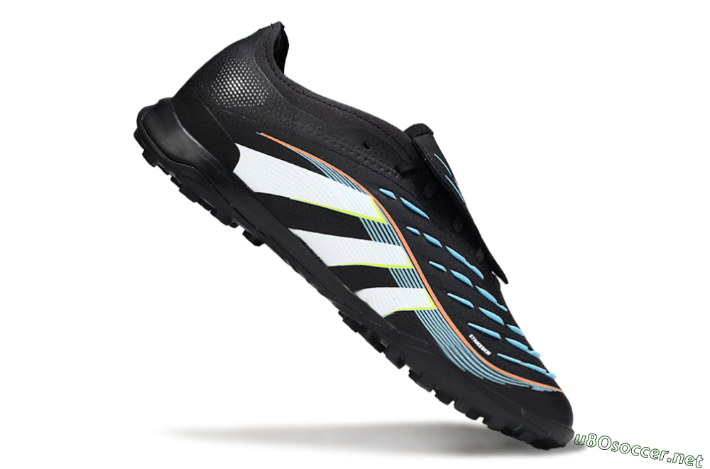 Men's Adidas Predator 25 Elite Fold-Over Tongue TF Football Shoes - Black/Electric Yellow/White Strike 4
