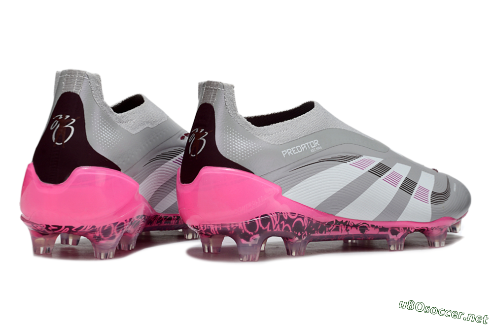 Men's Adidas Predator 25 Elite Laceless FG Football Boots - Gray/Electric Pink/Graphite Gray 6
