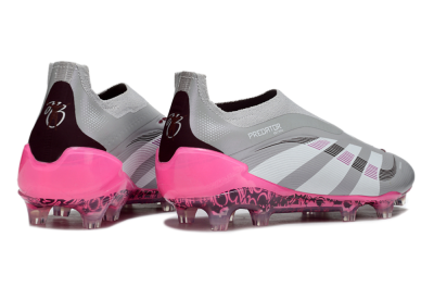 Men's Adidas Predator 25 Elite Laceless FG Football Boots - Gray/Electric Pink/Graphite Gray