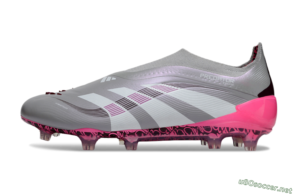 Men's Adidas Predator 25 Elite Laceless FG Football Boots - Gray/Electric Pink/Graphite Gray 0