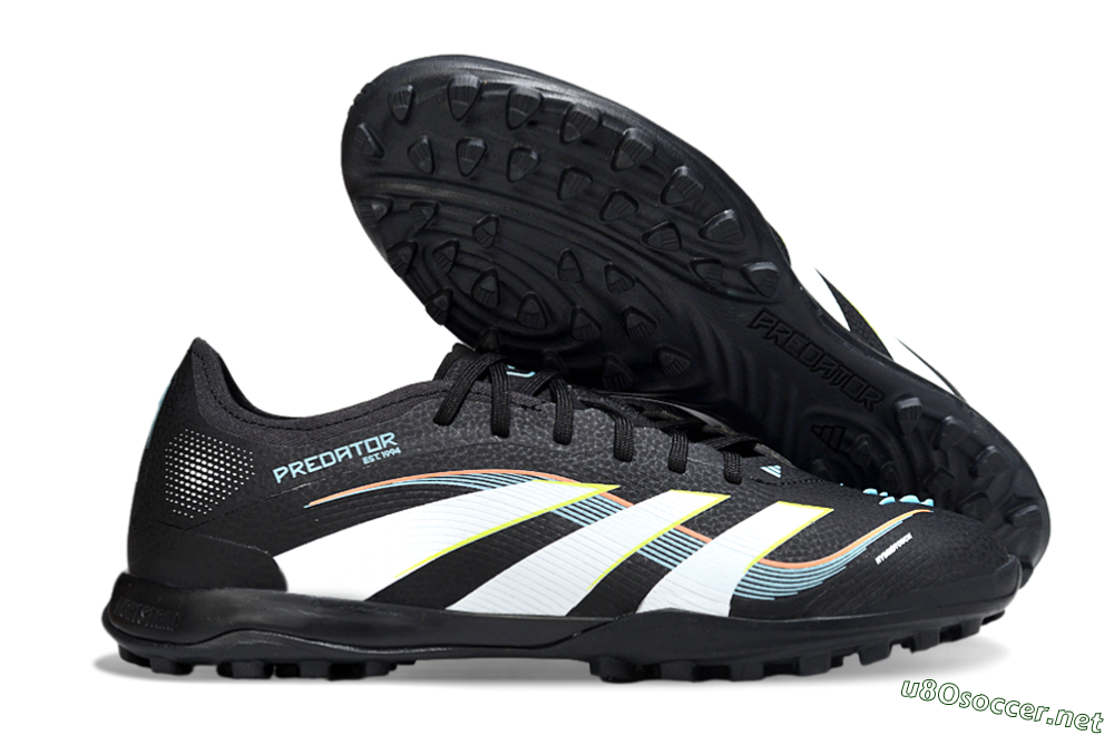 Men's Adidas Predator 25 Elite TF Football Shoes - Black/Electric Yellow/Frosted Blue 2