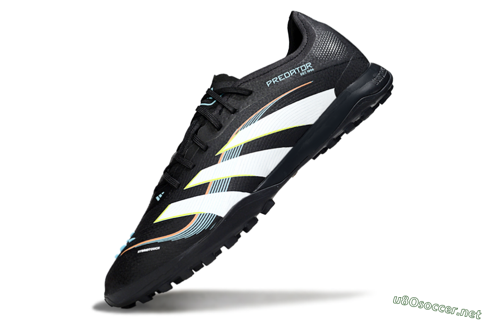 Men's Adidas Predator 25 Elite TF Football Shoes - Black/Electric Yellow/Frosted Blue 5